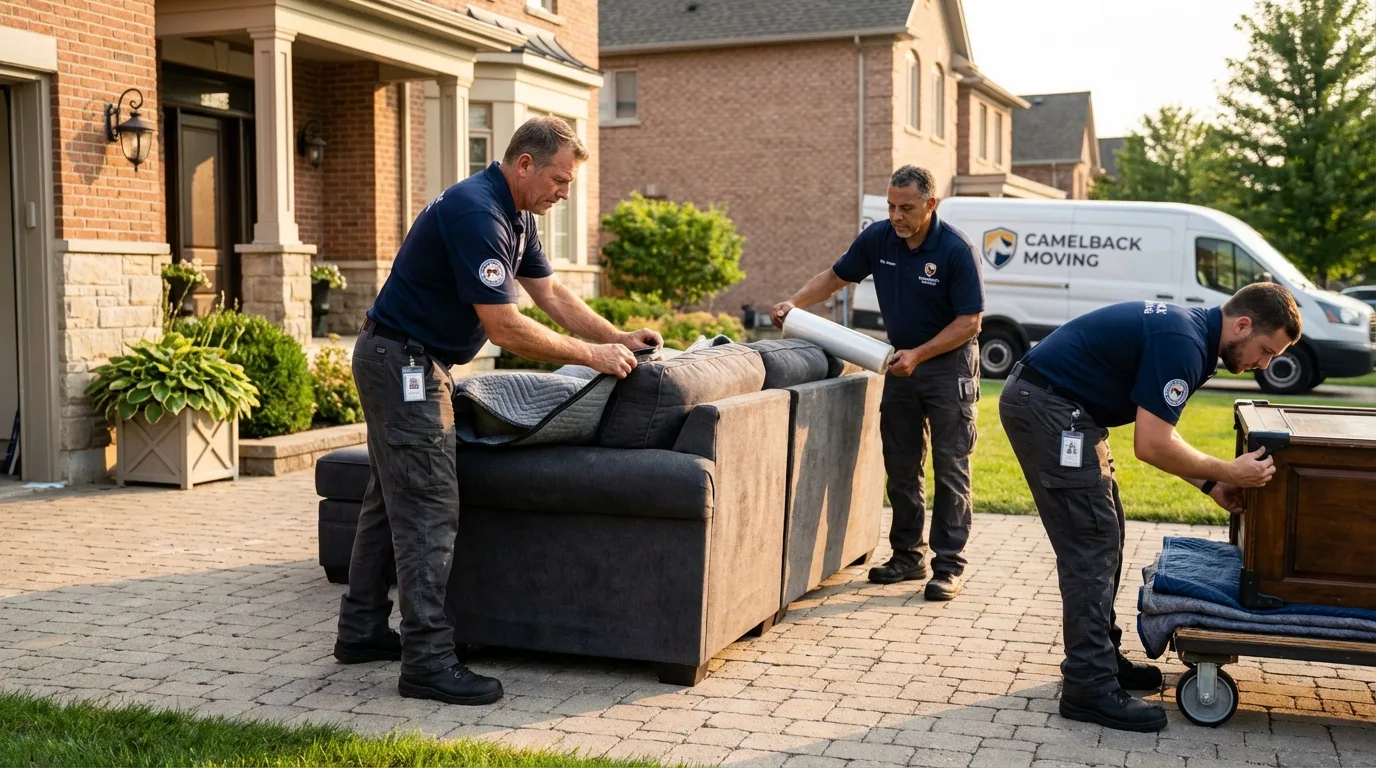 Large estate moving crew wrapping furniture in Como, MS